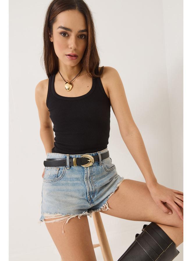 جينجر بيسيكس بلوزة بدون أكمام بظهر رياضي مضلع - Image 4